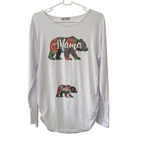 Ginkana  Maternity Shirt Women’s Sz XL Floral Mama Baby Bear long Sleeve